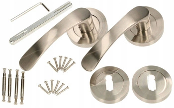 Sada dverových kľučiek satén 110 mm rozeta na kľúč