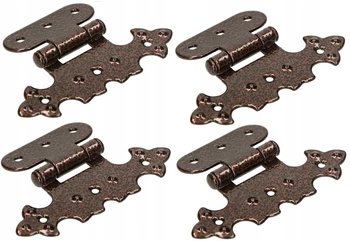 Dekoratívne asymetrické nábytkové pánty pre retro nábytok v medenej farbe - 4 ks.