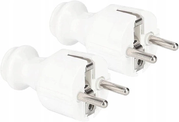 Odnímateľná sieťová zástrčka so zemnením - 2 ks - Farba biela