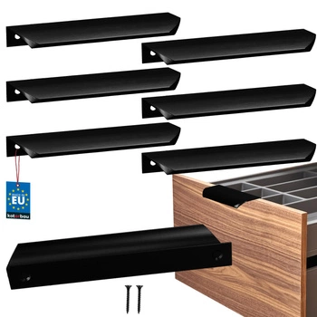 Úchyt nábytkový hliníkový čierny mat 128/148 mm sada 6 ks.