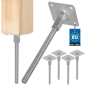 Základňa stĺpa kotva vertikálne nastaviteľná oceľová 110x330 mm sada 4 ks.