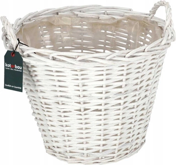 Koš z prútia, kvetinová nádoba na kvety a stromček fi 38 cm - Farba biela