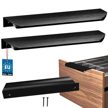 Úchyt nábytkový hliníkový čierny mat 160/180 mm sada 2 ks.