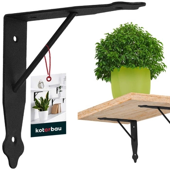 Podpera na police s výstuhou čierna 15x15 cm