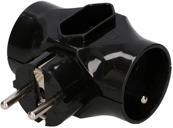 Sieťový rozbočovač 3 zásuvky zlodějka T-connector - Farba čierna