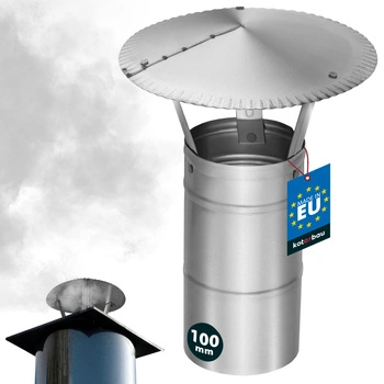 Dymová strieška na komínové potrubie pozinkovaná strieborná 100 mm