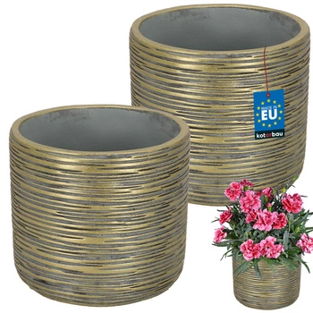 Keramický kvetináč fi 12, kvetinová nádoba 2 ks - Farba zlatá