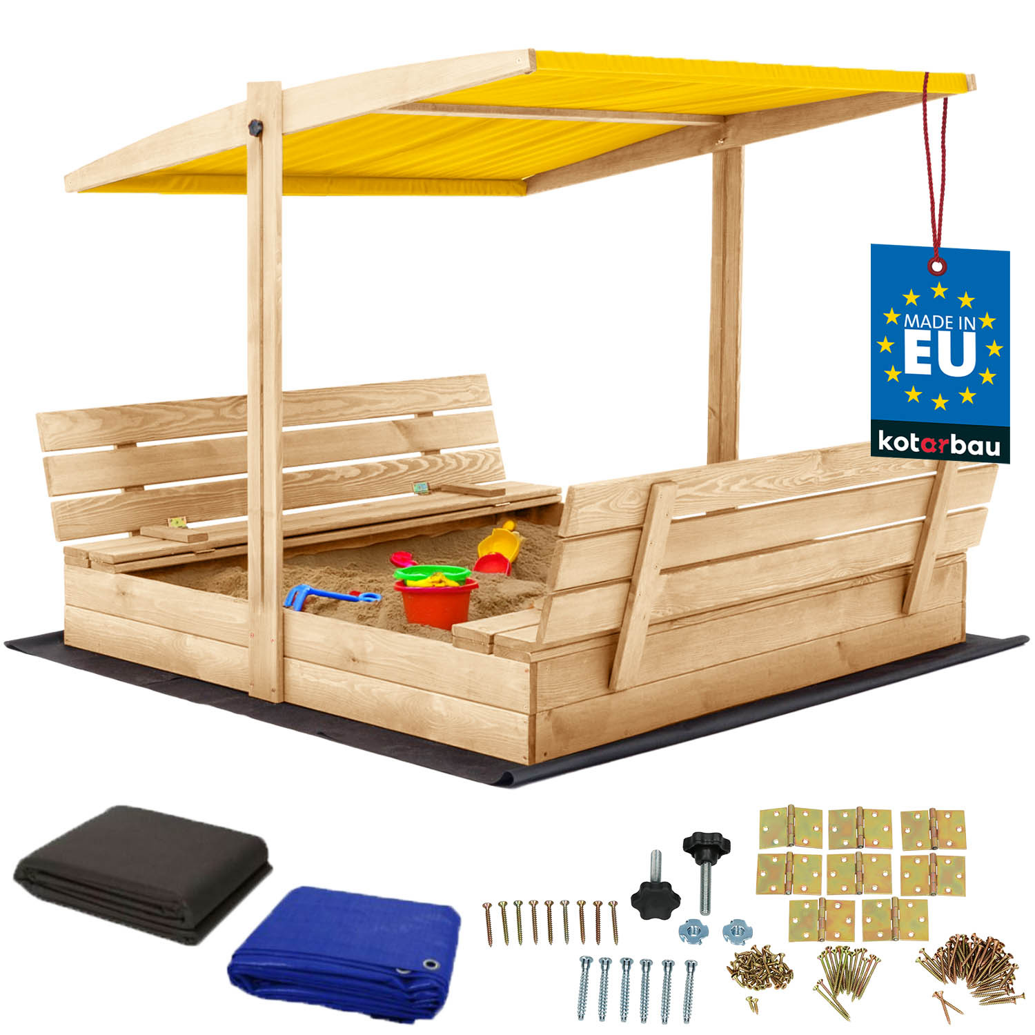 Drevené pieskovisko so strieškou lavičkami uzamykateľné veľké prírodné 140 cm