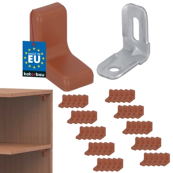 Nábytková uhlová konzola s uzáverom orech sada 50 ks.