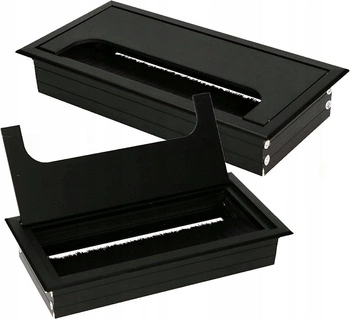 Hliníková priechodka na káble nábytková priechodka čierna 160x80 mm - sada 2 ks.