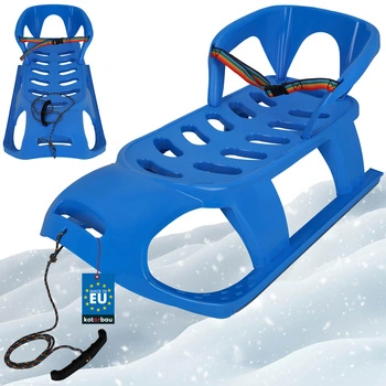 Plastové sane pre deti s operadlom bezpečnostné pásy modré