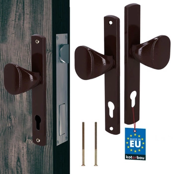 Kľučka na bránu dvere dlhý hriadeľ hliník hnedý 90 mm