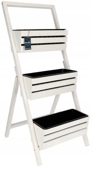 Záhradný záhon 3 balkónové kvetináče s vložkou biele - 105 cm