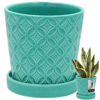 Kvetináč okrúhly tyrkysový s podmiskou ⌀ 13 cm