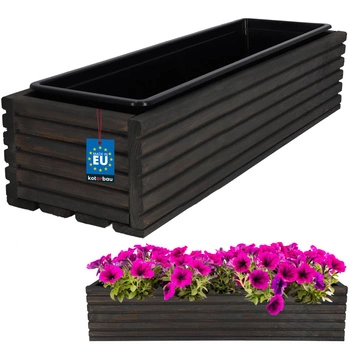 Kvetináč záhradný drevený box na terasu s vložkou antracit 64x20 cm