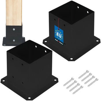 Základňa stĺpa priskrutkovaná k betónu čierna 140x140mm sada 2 ks.