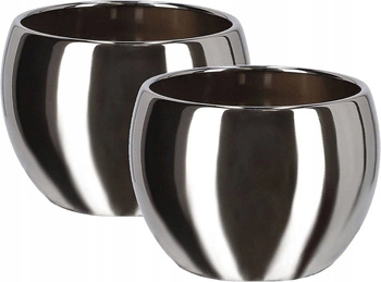 Keramický kvetináč fi10 strieborný sada 2 ks.