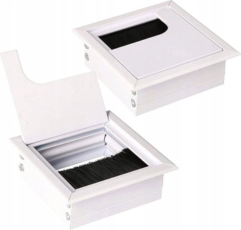 Hliníková priechodka na nábytok biela 80x80 mm - sada 2 ks.