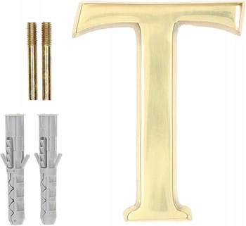 Písmeno na výšku domových dverí "t" 10cm mosadz