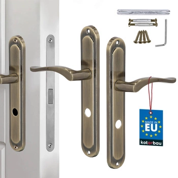 Klasická dverová kľučka dlhá štítka zámka wc patina 72 mm