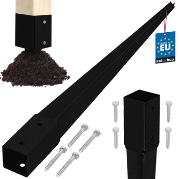 Základňa stĺpa zapustená do zeme oceľová čierna 45x45x600 mm