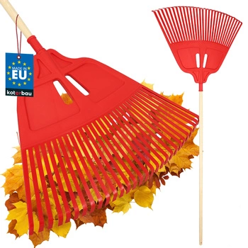 Veľké vejárové hrable na lístie 68 cm + lakovaná drevená násada 1,5 m