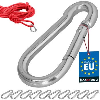 Hasičský karabínový háčik na hojdačku lano hammock kovový 80 mm sada 10 ks.