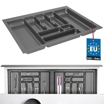 Organizér na príbory vložka do kuchynskej zásuvky sivá 49x63 cm