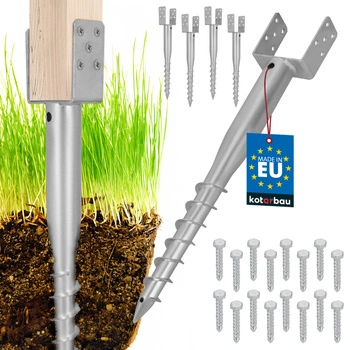 Základňa stĺpa kotva u skrutkovateľná do zeme oceľ 120x720 mm sada 4 ks.