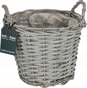 Koš z prútia, kvetinová nádoba na kvety a stromček fi 23 cm - Farba šedá