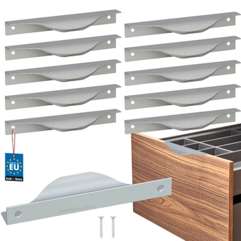 Hranatá nábytková úchytka moderná hliníková strieborná 128 mm sada 10 ks.