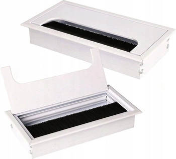 Hliníková priechodka na nábytok biela 160x80 mm - sada 2 ks.