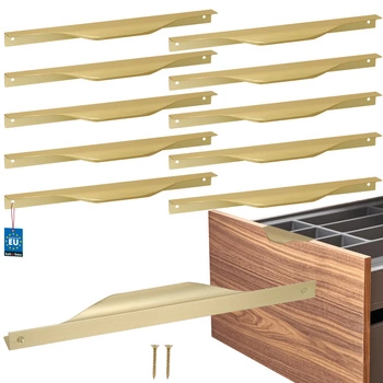 Hranatá nábytková úchytka moderná hliníková zlatý matný 256 mm sada 10 ks.