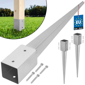 Základňa stĺpa poháňaná kotva zem oceľ 80x80x750 mm sada 2 ks.