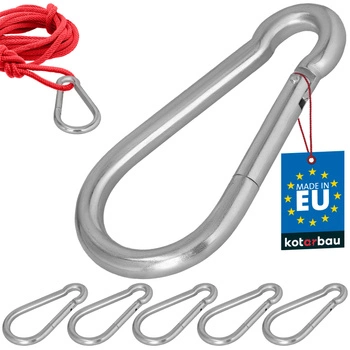 Hasičský karabínový háčik na hojdačku lano hammock kovový 160 mm sada 5 ks.