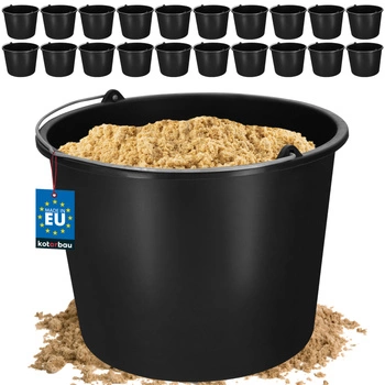 Stavebné vedro pre domácnosť na maltu plastové čierne 12 l sada 20 ks.