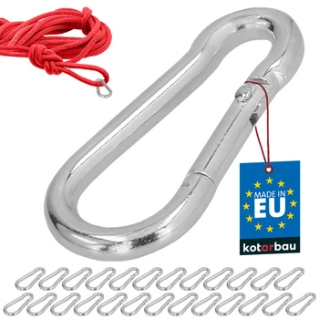 Hasičský karabínový háčik na hojdačku lano hammock kovový 40 mm sada 25 ks.