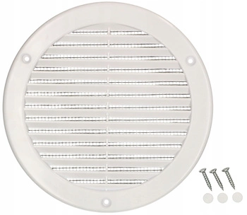 Ventilačná mriežka okrúhla fi 150 mm s mriežkou - Farba biela