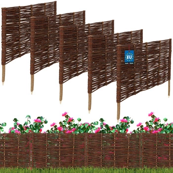 Prútený záhradný plot riadený palisáda lemovanie 60x40 cm sada 5 ks.
