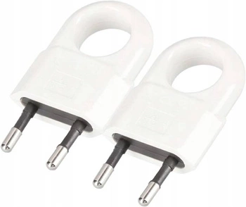 Plochá zástrčka s rukoväťou bez uzemnenia 250 v biela - 2 ks.