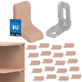 Nábytková uhlová konzola s uzáverom buk sada 100 ks.