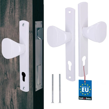 Kľučka na bránu dvere dlhý hriadeľ hliník biely 90 mm