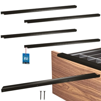 Úchyt nábytkový hliníkový čierny mat 540/560 mm sada 4 ks.