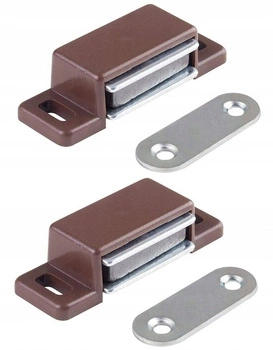 Nábytkový zámok magnetický pre skriňu - 2 ks - Farba hnedá