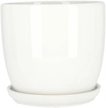 Keramický kvetináč s podstavcom biely ⌀15 cm