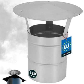 Dymová strieška na komínové potrubie pozinkovaná strieborná 180 mm