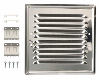 Ventilačná mriežka kovová pre krb 16,5x16,5 s háčikmi - Farba nerezová