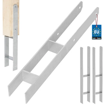 Základňa stĺpika h na zamurovanie pozinkovaná strieborná 70 mm sada 2 ks.