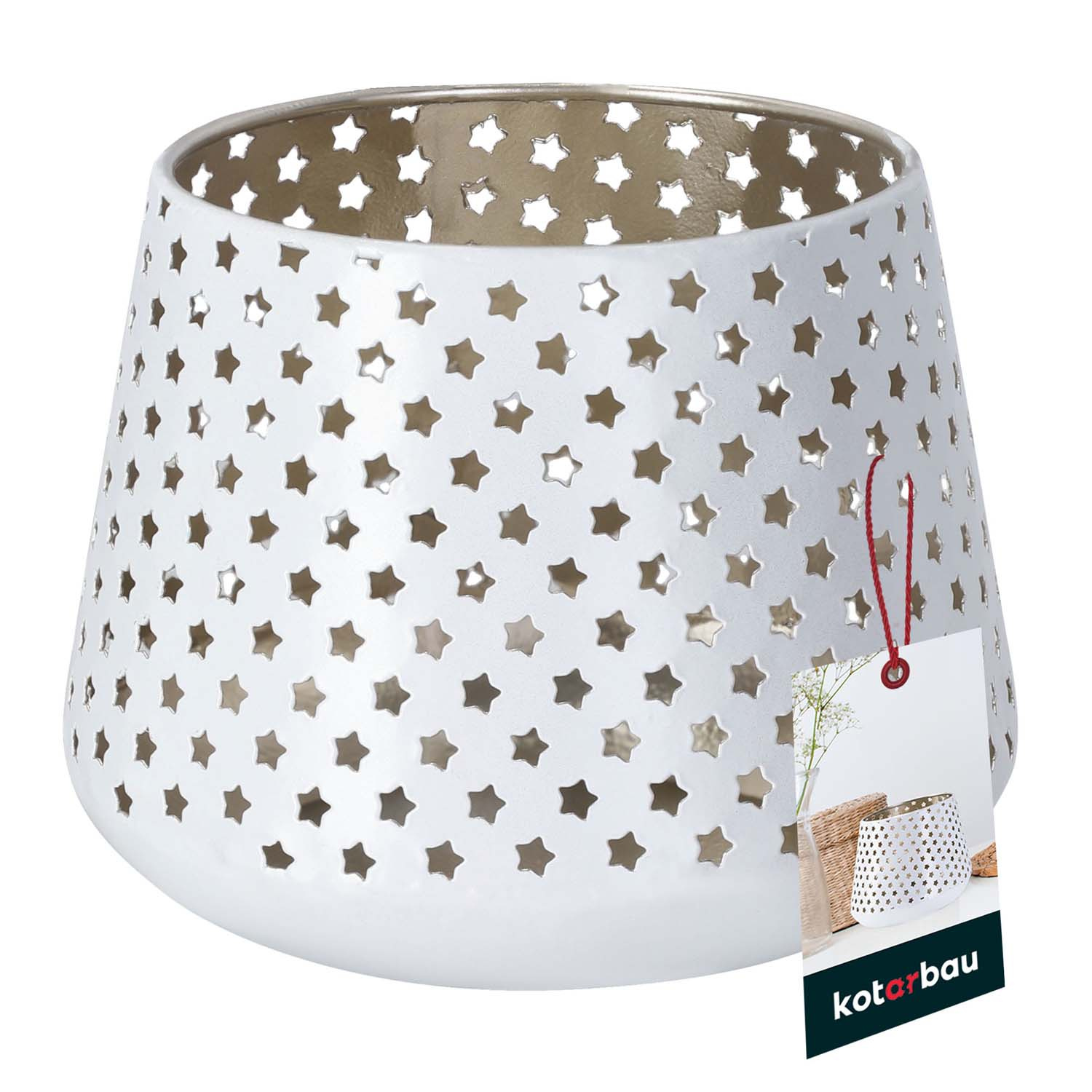 Záhradná lampa na sviečku terasa kovová biela