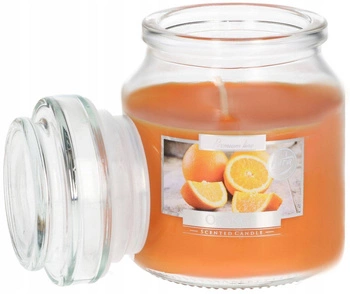 Malá vonná sviečka v skle s viečkom 28 h - oranžová